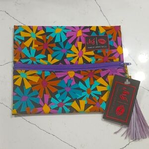 Floral Multi-Color Zip Pouch - Purple Accent